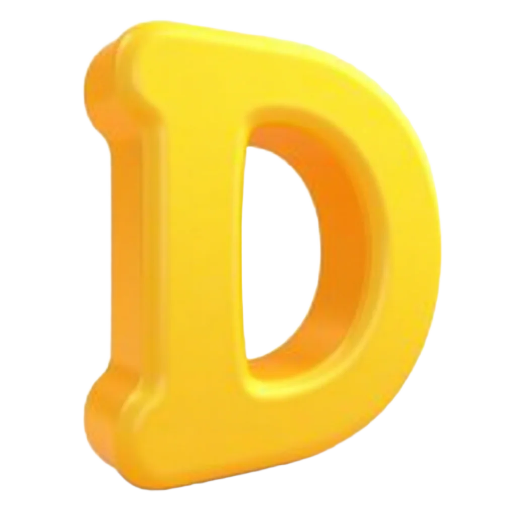 Yellow 3D Letter D